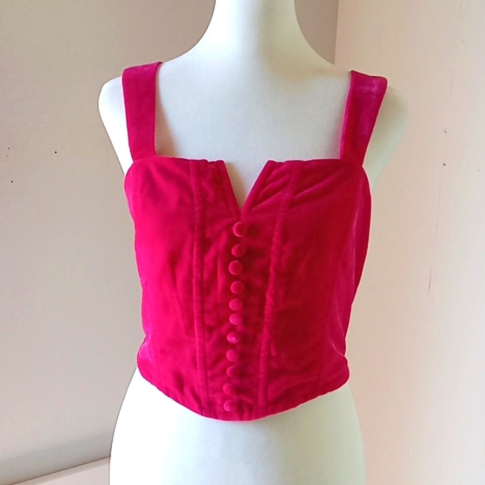 Rachel Zoe Velvet Crop Top Size S Pink Fuchsia